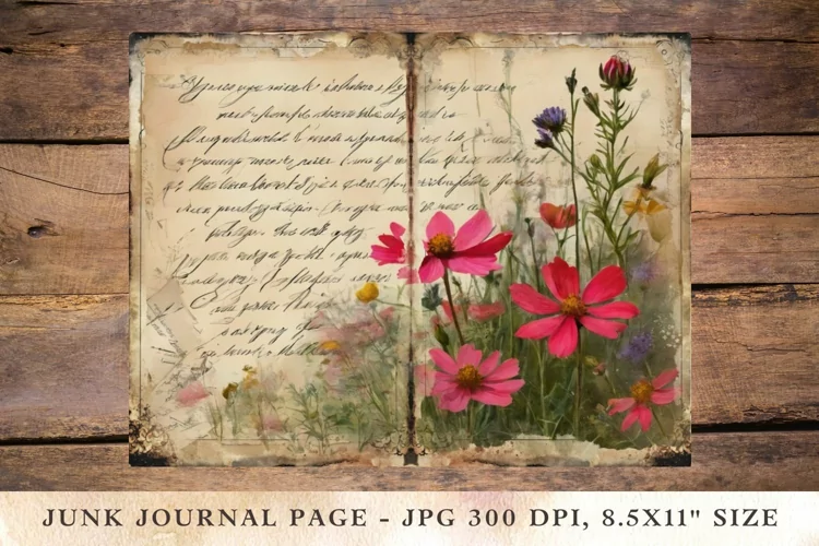 Printable Junk Journal Pages wildflower 5