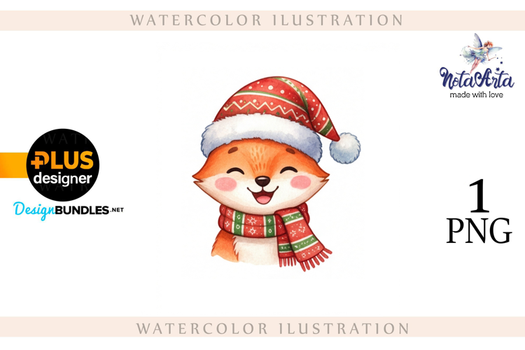 Illustration of a cute Christmas fox