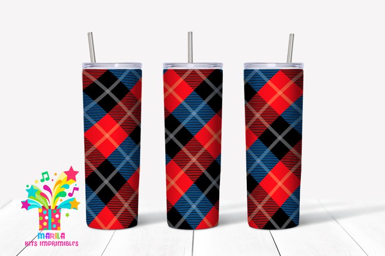 Buffalo Plaid Christmas Skinny tumbler Sublimation #4 example image 1