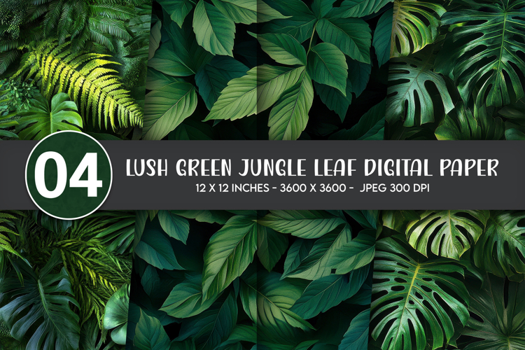 Lush Green Jungle Leaf Digital Paper example image 1
