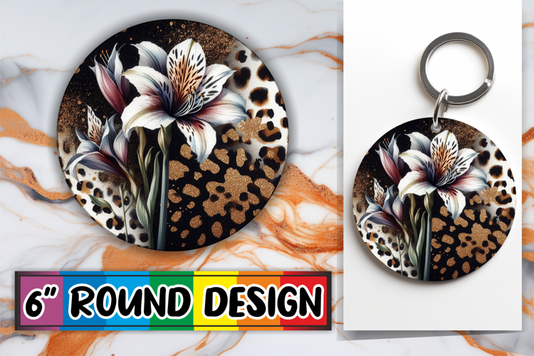 Blissful Circle Coaster Sublimation PNG, Leopard Prints