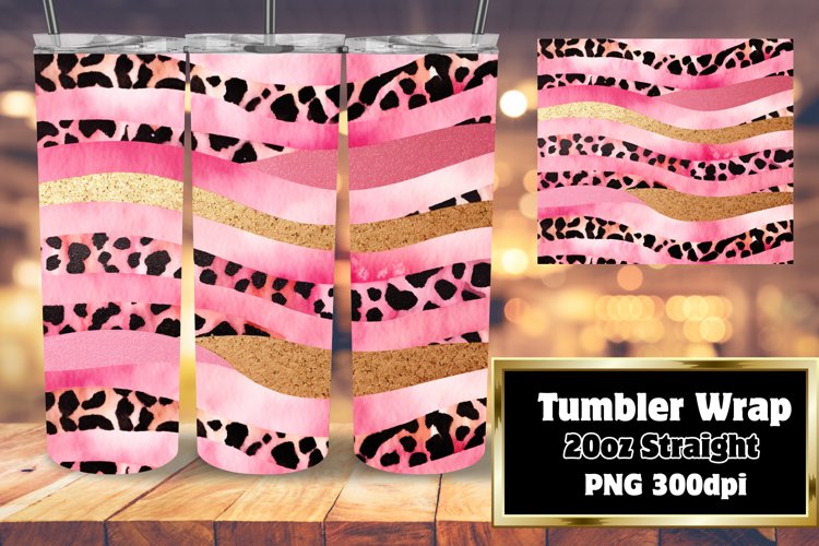 Glitter 3D Cheetah Tumbler Wrap 20oz Style