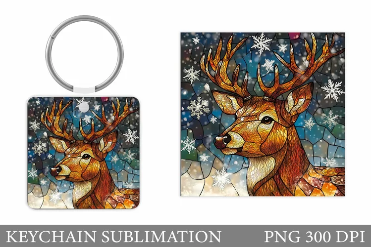 Christmas Deer Keychain. Christmas Keychain Sublimation