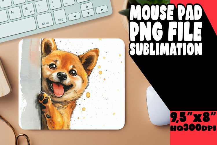 Playful Watercolor Dog Sublimation Mousepad PNG