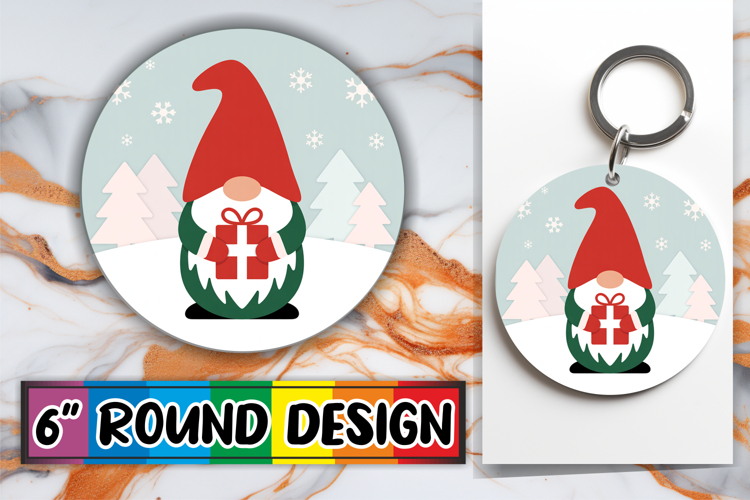Whimsical Keychain Circle Sublimation, Gnomes