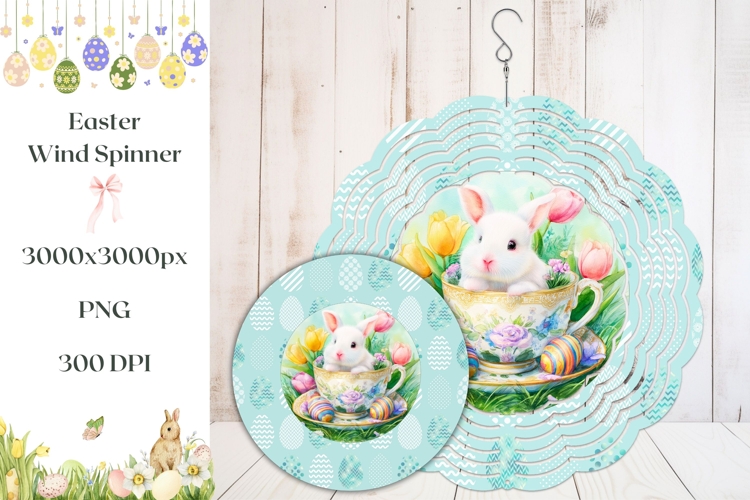 Cartoon Easter Bunny Wind Spinner, Spring Wind Spinner PNG