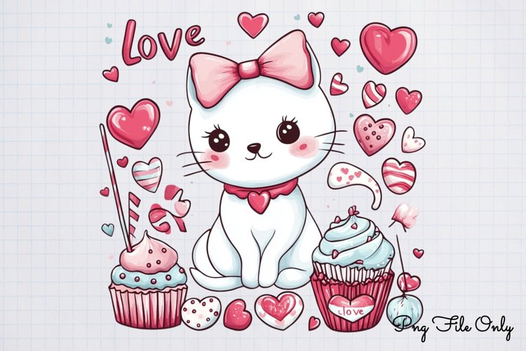 Valentine Cat Kitty Clipart PNG