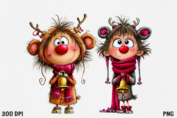 Whimsical Christmas Character Clipart PNG, Cute Holiday