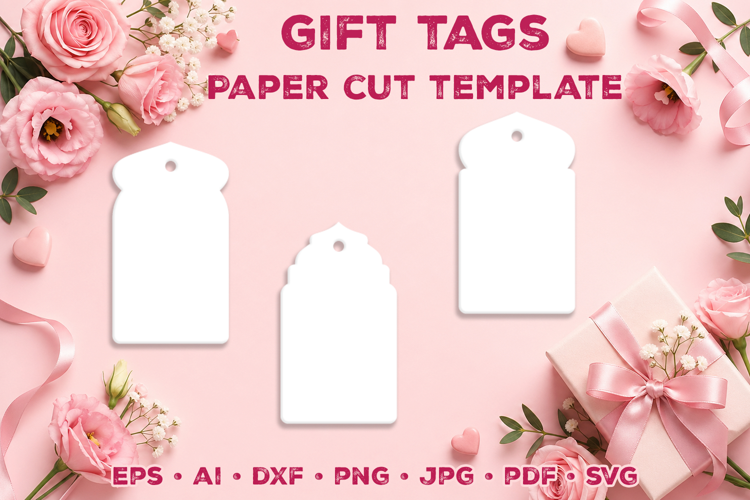 Paper Cut Tags Template. Gift Tags Silhouette. Sale Tags SVG