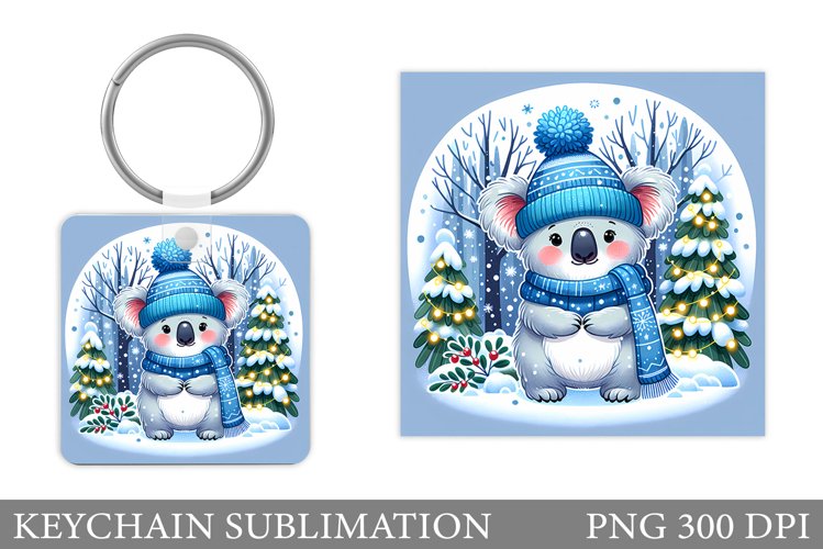 Christmas Koala Keychain. Christmas Keychain Sublimation