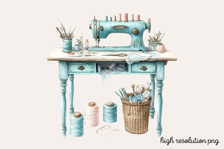 Vintage Antique Sewing Clipart PNG
