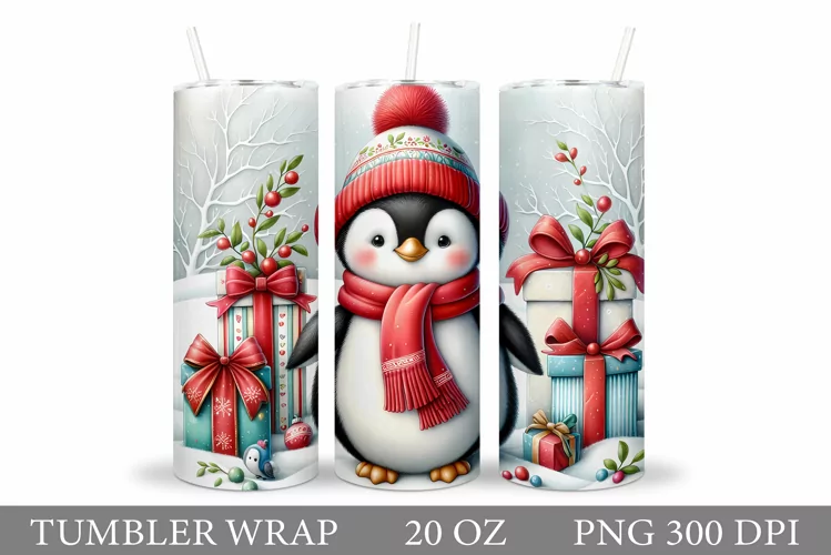 Christmas Penguin Tumbler. Christmas Tumbler Sublimation