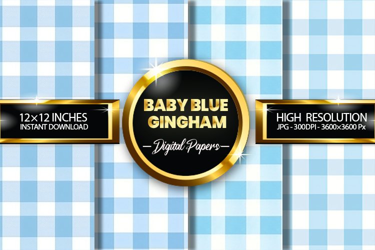 Baby Blue Gingham Digital Papers - 04 Variations example image 1
