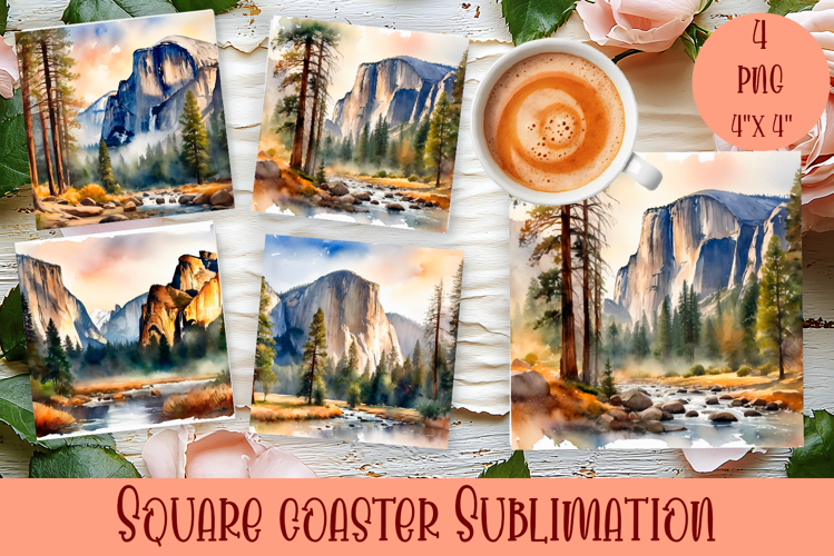 Landscape sublimation square coaster Sublimation example image 1