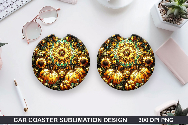 Pumpkin Car Coaster Sublimation| Halloween Coaster PNG