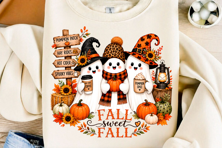 Fall Sweet Fall Ghost PNG Pumpkin Spice Autumn Sublimation