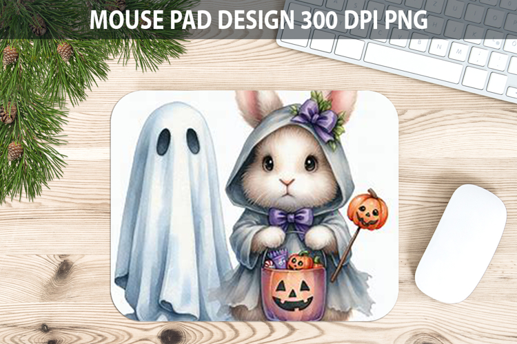 Bunny Mouse pad Sublimation - Halloween Animal PNG Design