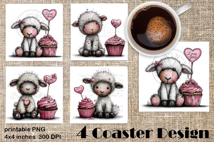 Happy Easter Square Coaster Sublimation. Funny sheep