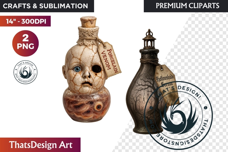 Halloween Hags Potions PNG Clipart spooky gothic bottle