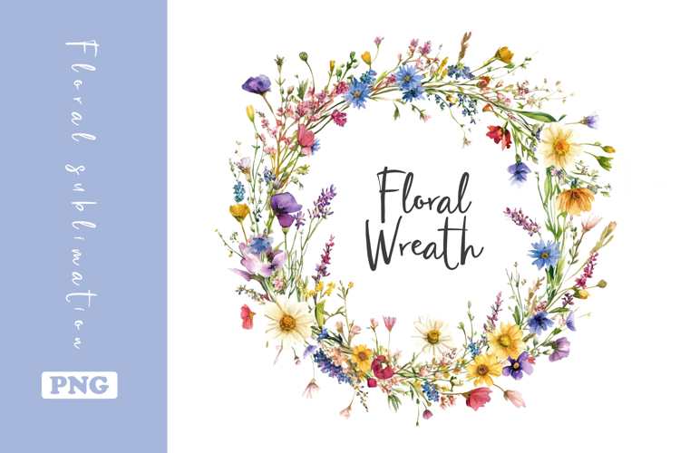 Watercolor Lovely Wildflower Wreath Clipart