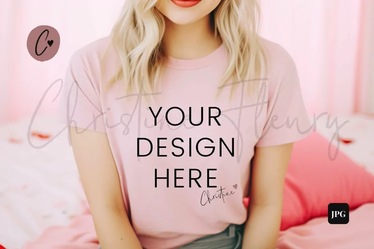 Valentine's Day Bella Canvas 3001 Pink Mockup