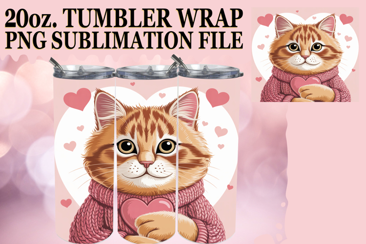 Magical Gifts 20oz tumbler wrap, Valentines Cat