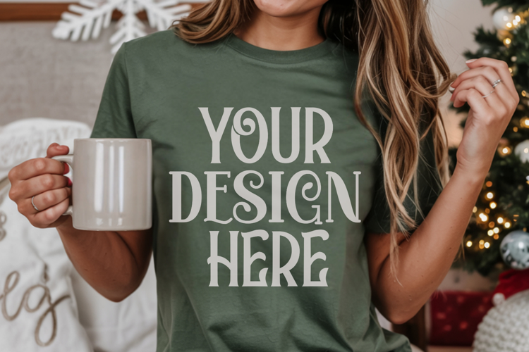 Blue Spruce Comfort Colors 1717 Christmas Mockup, CC 1717
