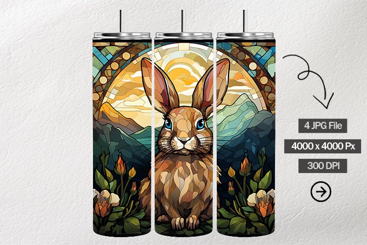 Rabbits Stained Glass Square Coaster - 4 Variation