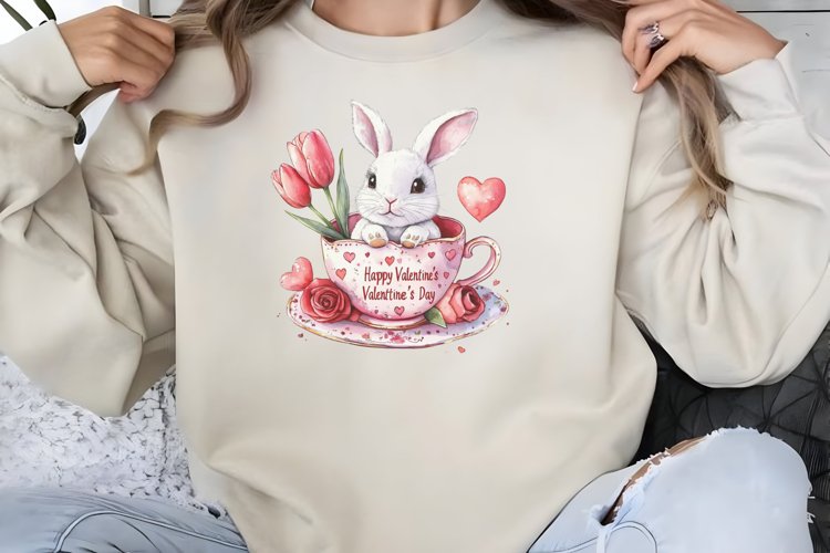 Valentines Day Bunny Cups Clipart PNG