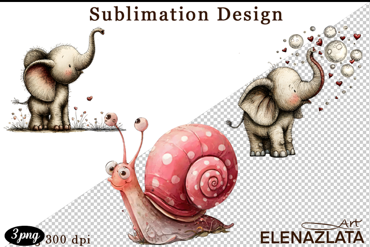 Clipart with Heartfelt Moments, Happy Snail hearts