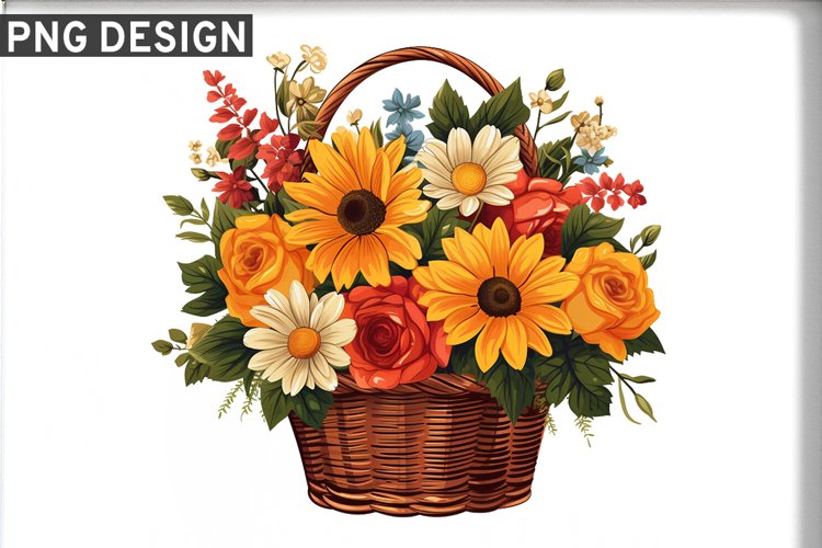 Flowers Basket Sublimation PNG Design - Sublimation Design