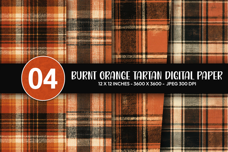 Burnt Orange Tartan Digital Paper