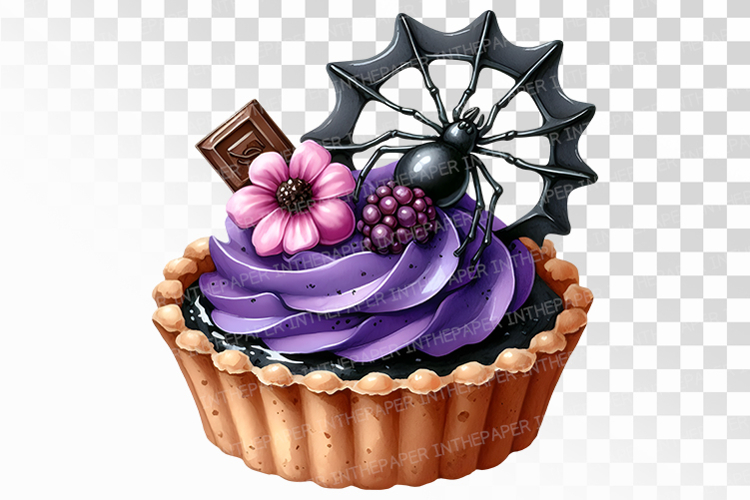 Gothic Spider Web Halloween Tart PNG