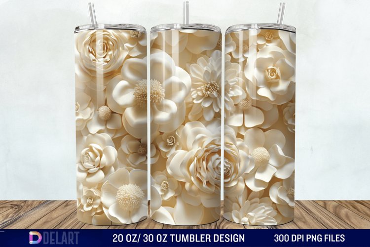 3D Flower Seamless Roses Tumbler Wrap example image 1