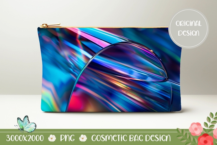 Neon Glass Cosmetic Bag PNG, Abstract Cosmetic Bag Design