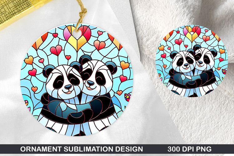 Panda Stained Glass Ornament PNG, Digital Download File