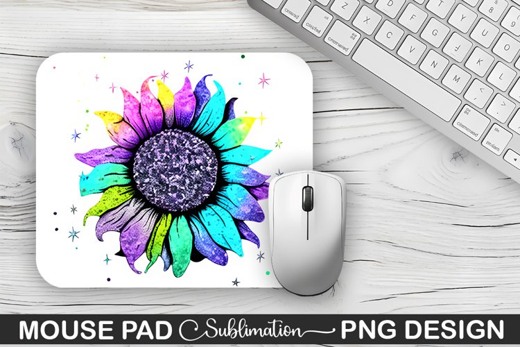Magical Purple Cyan Sunflower Sublimation Mouse Pad Design