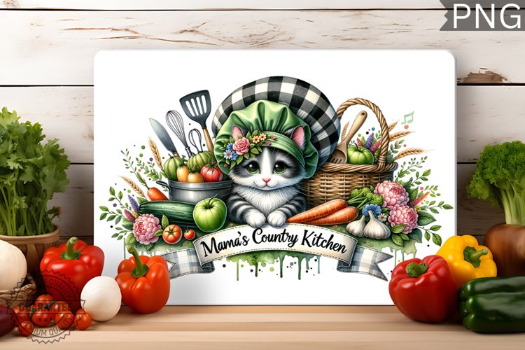 Mama's Country Kitchen - Cutting Board Sublimation Design example image 1