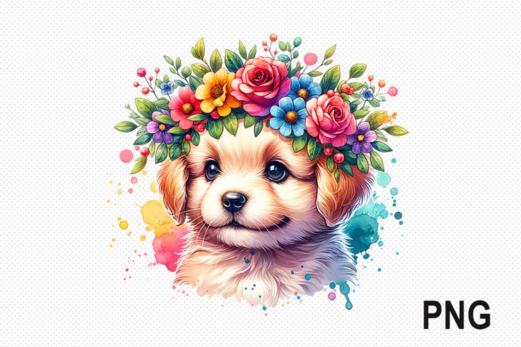 Dog Flowers Sublimation - Dog Flowers Clipart PNG Design