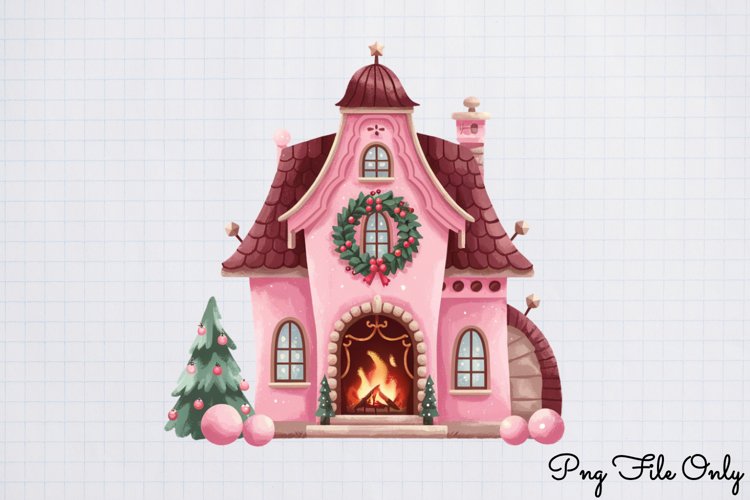 Pink Christmas Gingerbread sublimation Clipart PNG