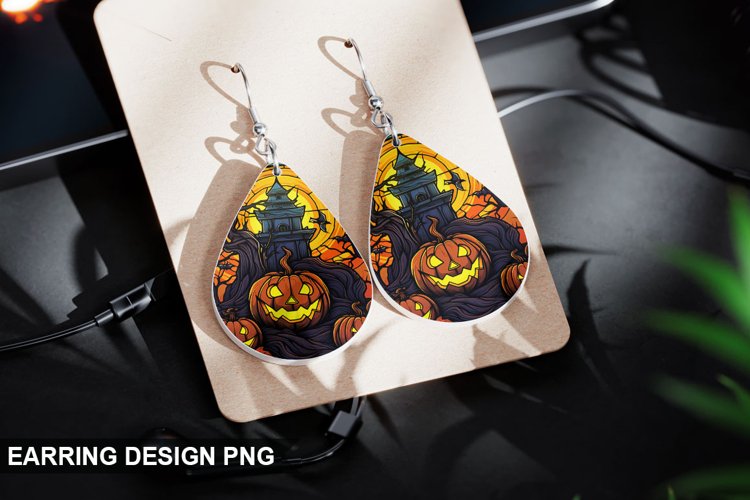 Halloween Stained Glass Pumpkin Earring Design