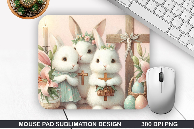 Bunny Mouse Pad Sublimation, Easter Bunny Mouse Pad PNG