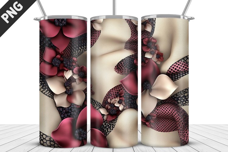 3D Daisy Flowers 20oz Tumbler Wrap | Sublimation Design example image 1
