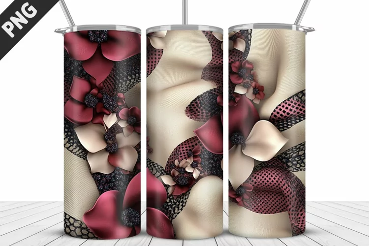 3D Daisy Flowers 20oz Tumbler Wrap | Sublimation Design