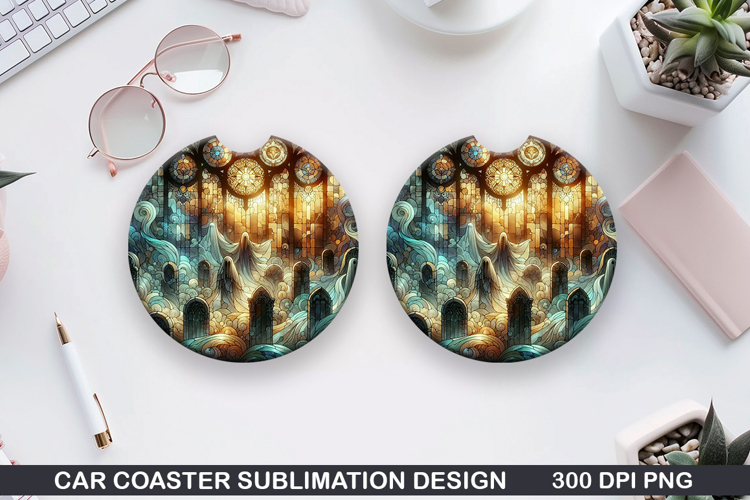 Car coaster sublimation, Halloween Coaster PNG Design