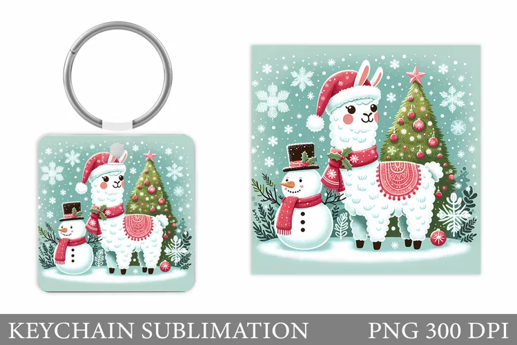 Christmas Lama Keychain. Cute Lama Keychain Design