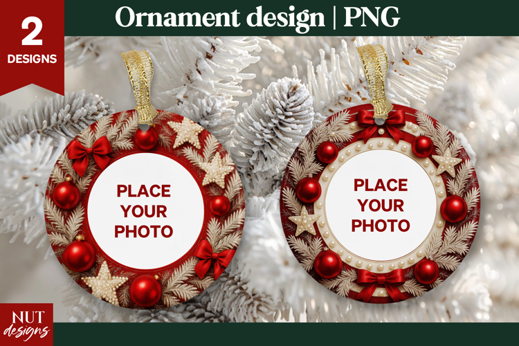 Christmas ornament sublimation Red Christmas Ornament Photo