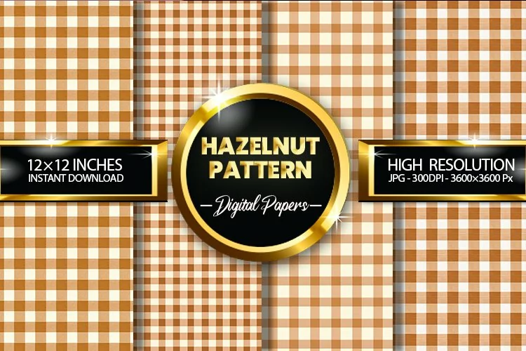 Hazelnut Pattern Gingham Digital Papers - 04 Variations
