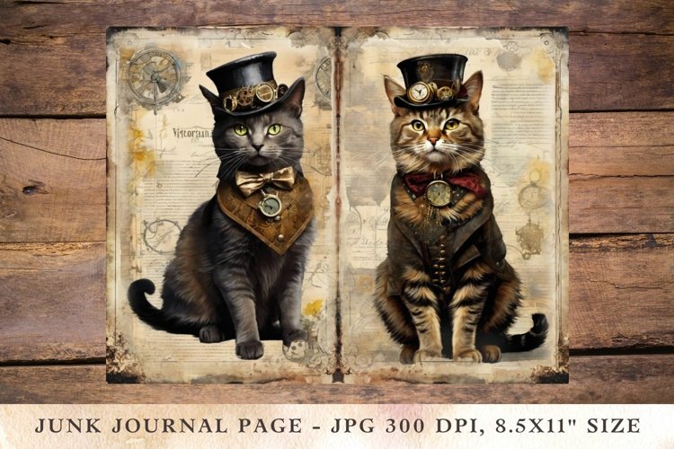 Printable Junk Journal Pages victorian cat 4