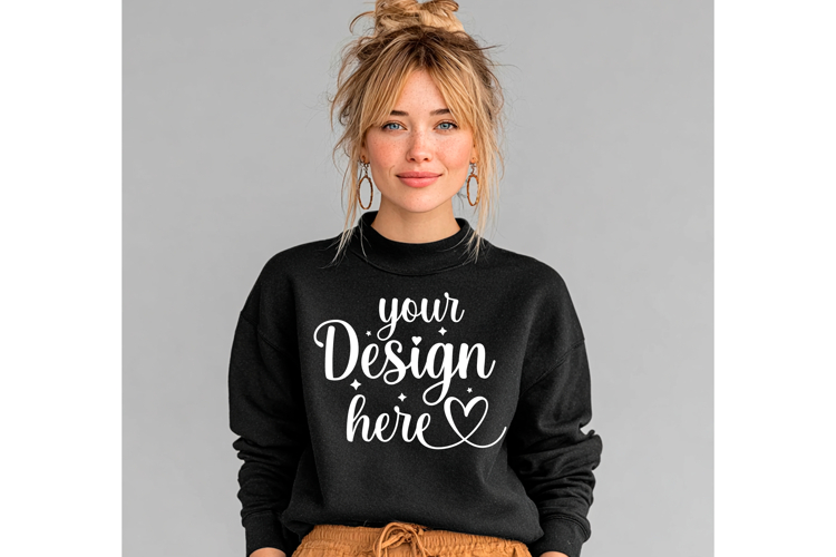 Gildan 18000 Black mockup, Gildan blank mockup